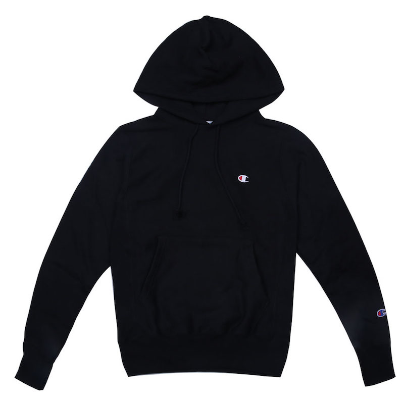 champion 左胸小logo纯色袋鼠兜加绒连帽男士卫衣